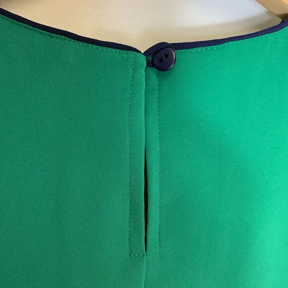 Vintage 80-90s TanJay Green Navy Heart Embroidered Short Sleeve Silky Top Sz 8 - Picture 12 of 12